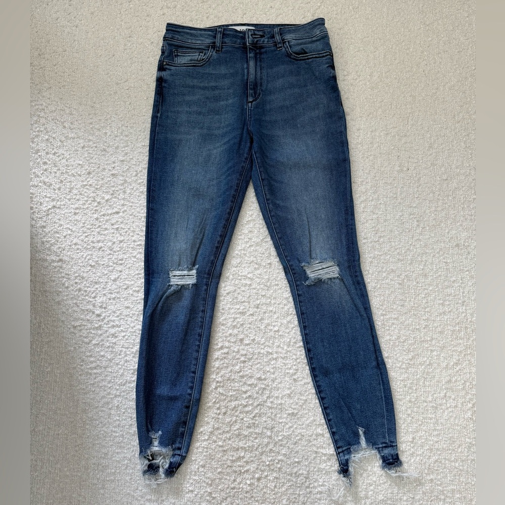 DL1961 Dark Blue Distressed Skinny Jeans